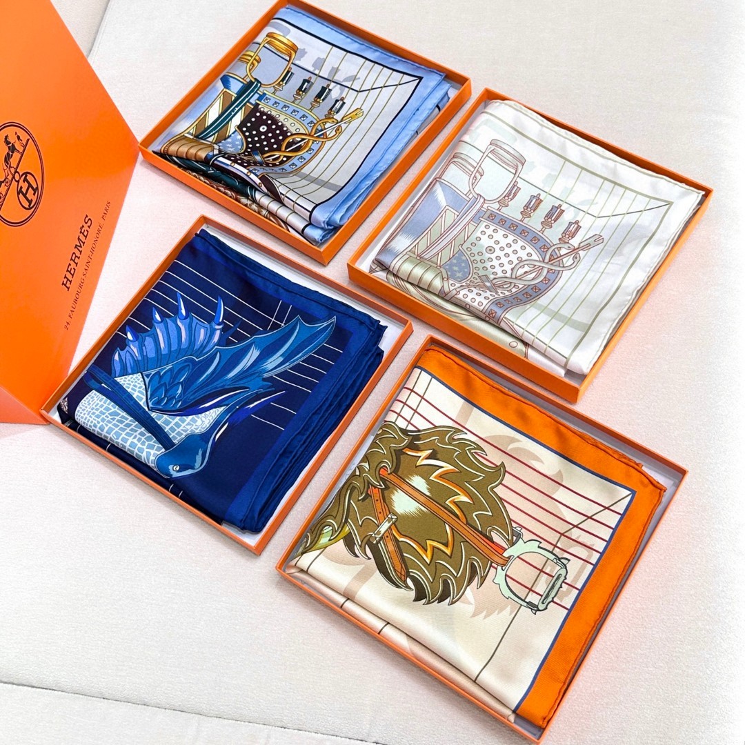 TOP HERMES Silk Handkerchief 88.5*88.5cm - 4 Colors
