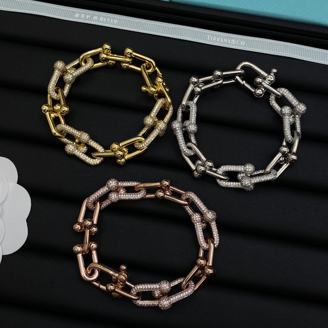 TOP Tiffany & Co. Lock Bracelet with Diamonds - 3 Color