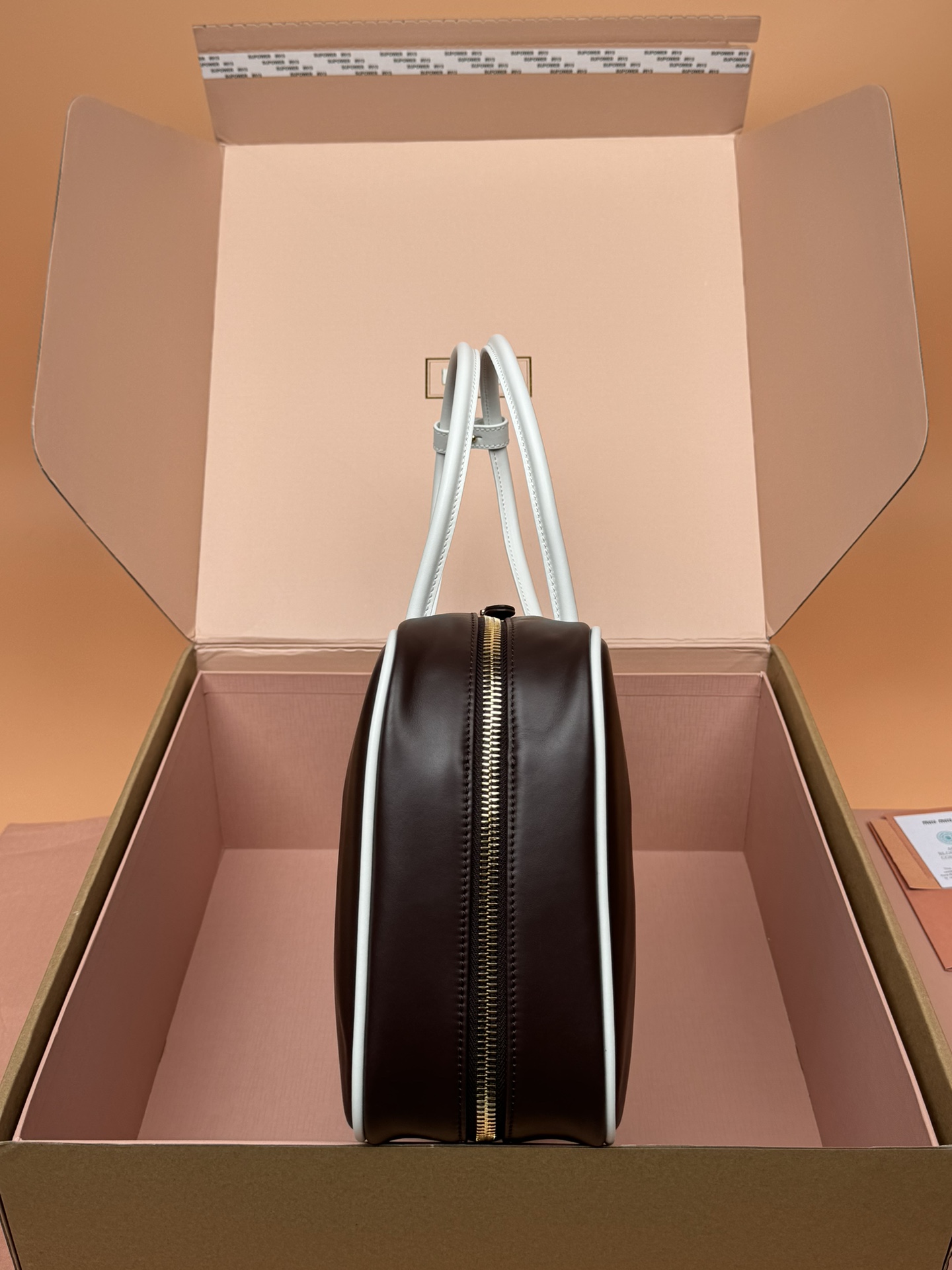TOP Miu Miu Cow Leather Handbag 34x23x10cm - Chocolate
