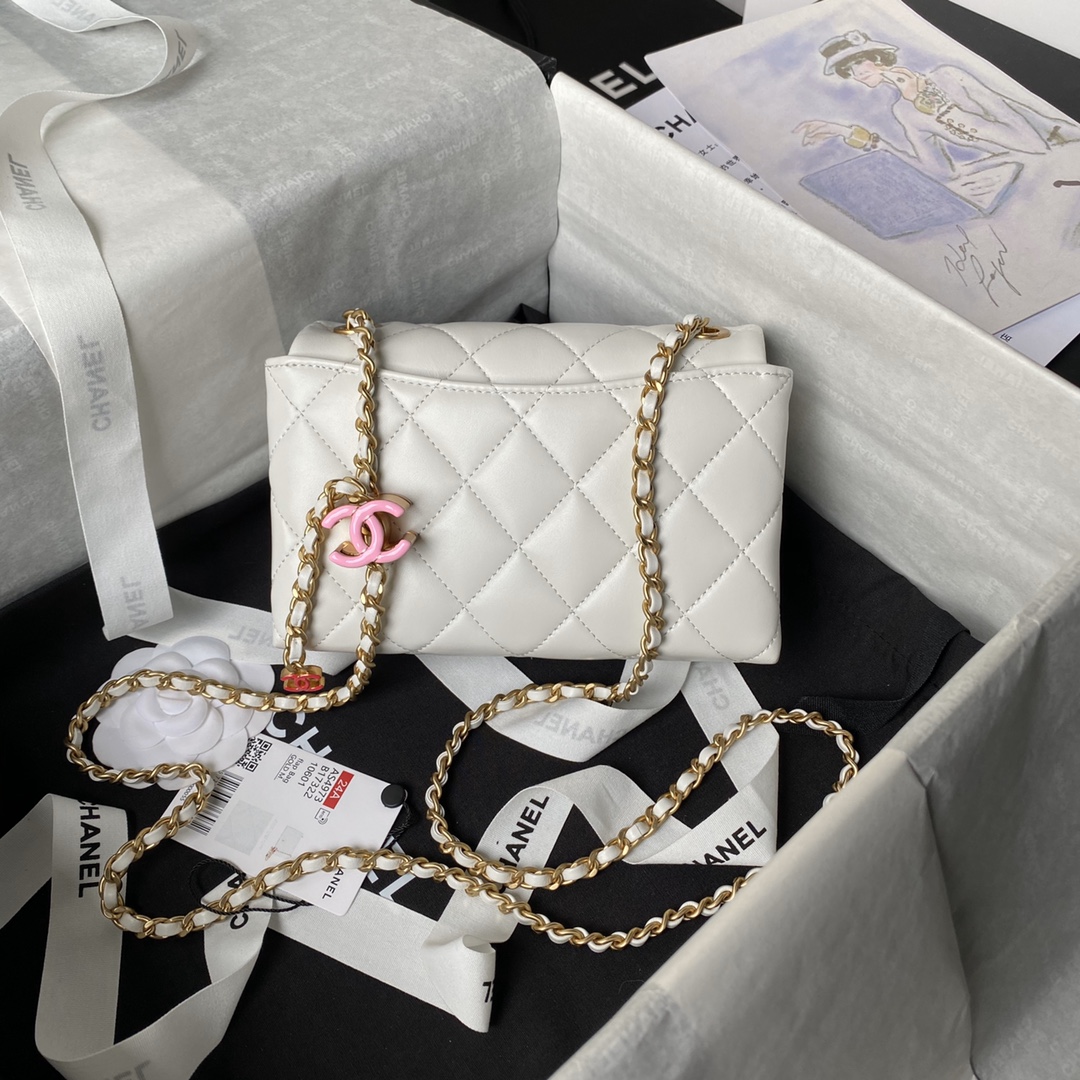 TOP CHANEL Flap Bag with Colorful Enamel Buckle 11×18×5.5cm/14×22×8.5cm - 2 Color