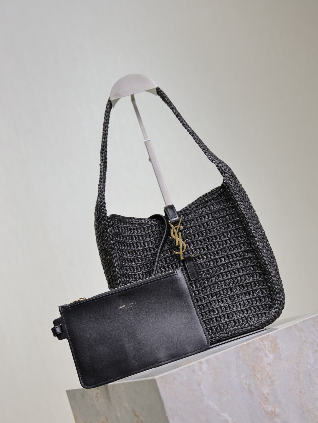 TOP Yves Saint Laurent YSL LE 5A7 Bag Weave Underarm Bags 23×22×8.5cm - Black