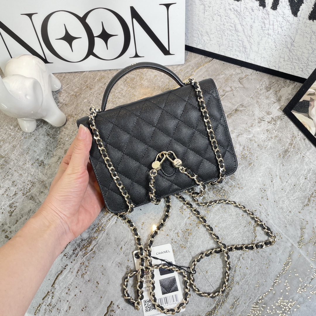 TOP CHANEL Logo Handle Backpack 14x18x3cm - 2 Colors