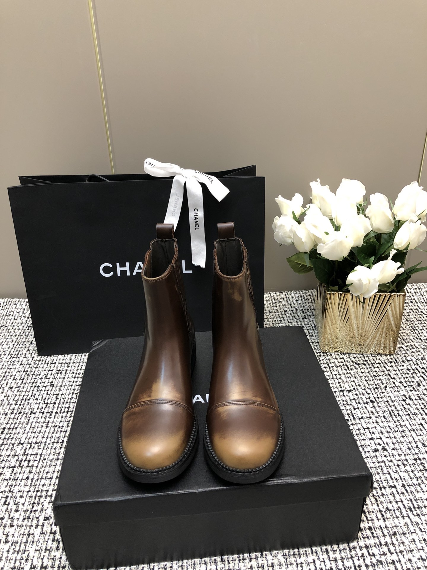 TOP CHANEL Cowhide Short Boots - 2 Colors