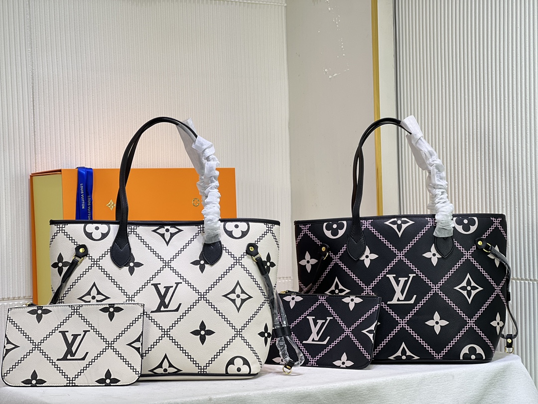 TOP Louis Vuitton LV Neverfull Full leather Bag 32x29x17cm -2 colors