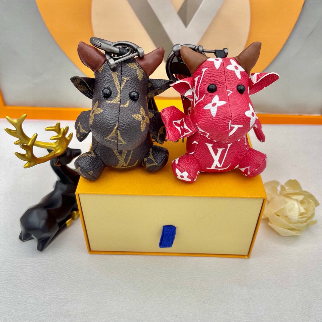 TOP Louis Vuitton LV Zodiac Calf Pendant Key Chain Ornament - 2 Color