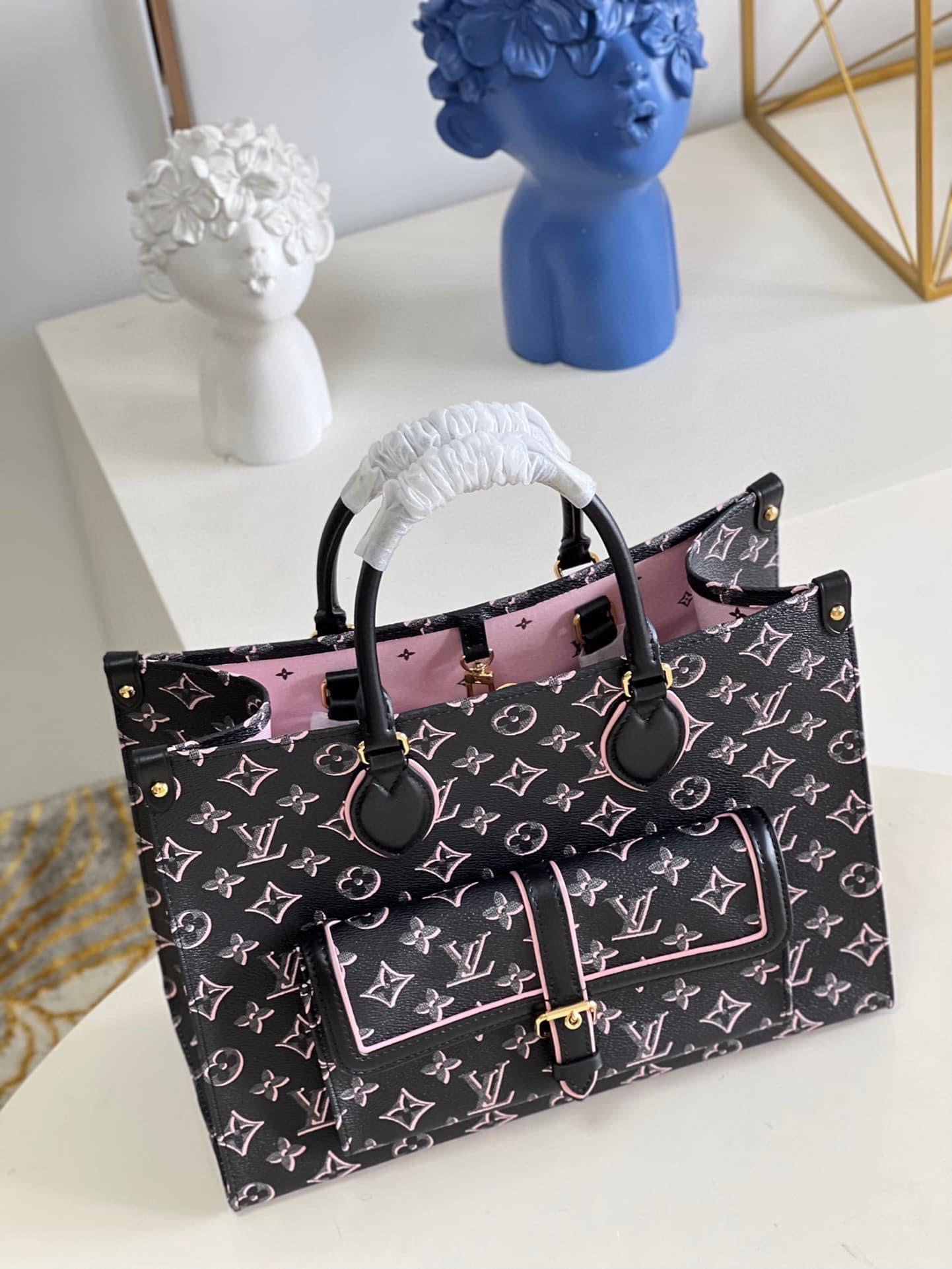 TOP Louis Vuitton LV  On The Go Retro MM Bag 35x27x14cm - Black