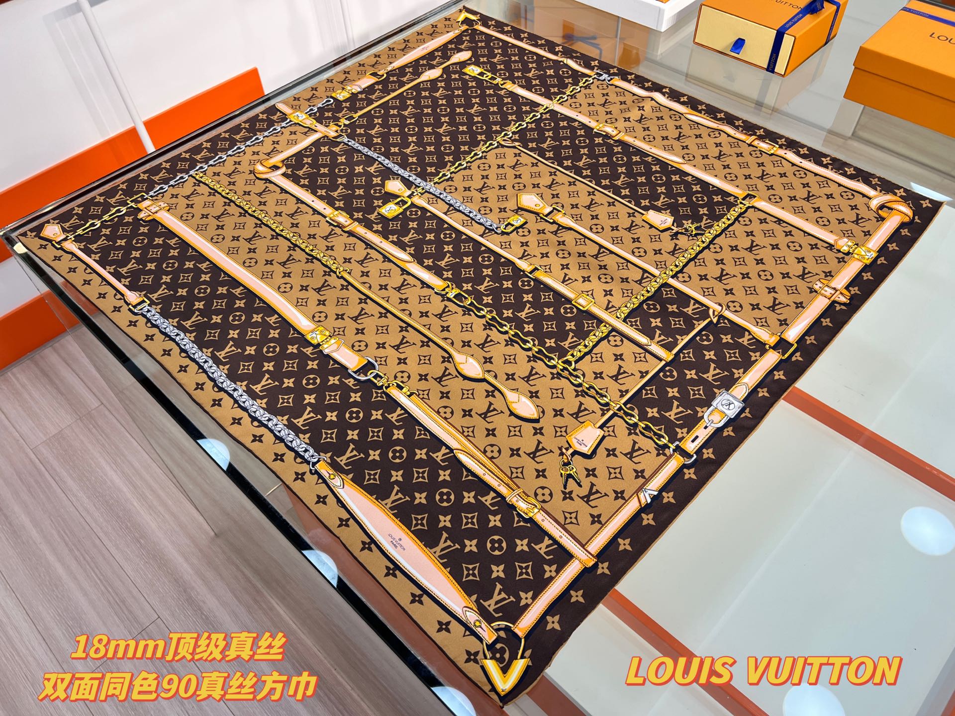 TOP Louis Vuitton LV Monogram Confidential Silk Square Scarf 90 x 90 cm - 3 Colors