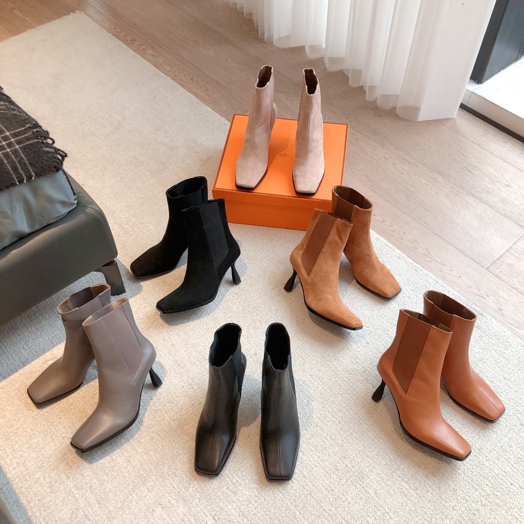 TOP HERMES Cow Leather Sole Booties - 6 Colors