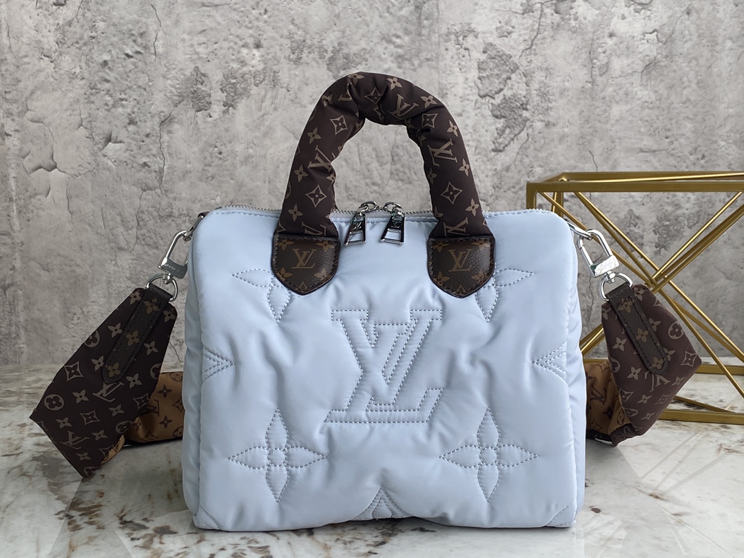 TOP Louis Vuitton LV Speedy Bandoulière 25 Bag Econyl/Mini Monogram 25x19x15cm - Light Blue/Dark Blue