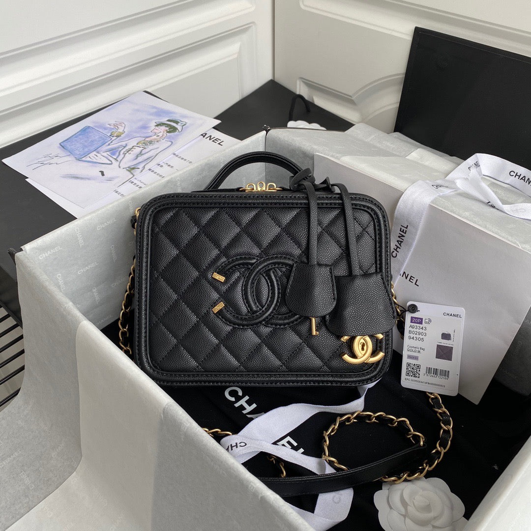 TOP CHANEL Vanity Case Bag Small - Black & GHW
