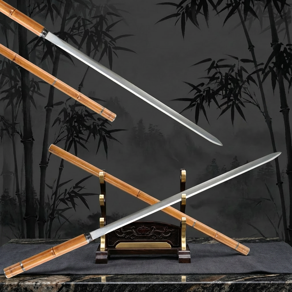 Bamboo Handle Cosplay Prop Sword | Decorative Anime Style Sword for Costume & Home Display