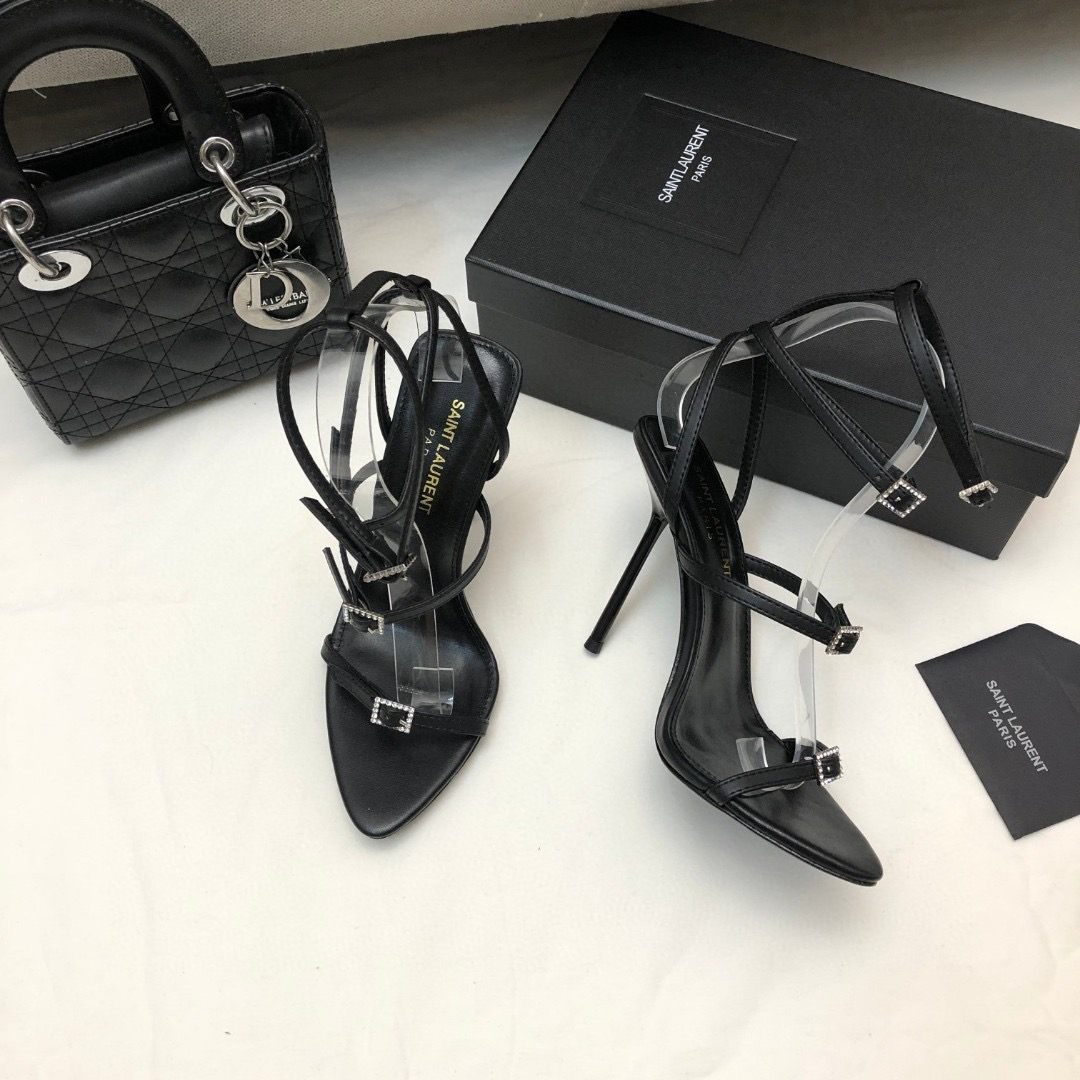 Saint Laurent YSL Strap And Buckle High Heels10.5CM Slide Sandal (Replica)