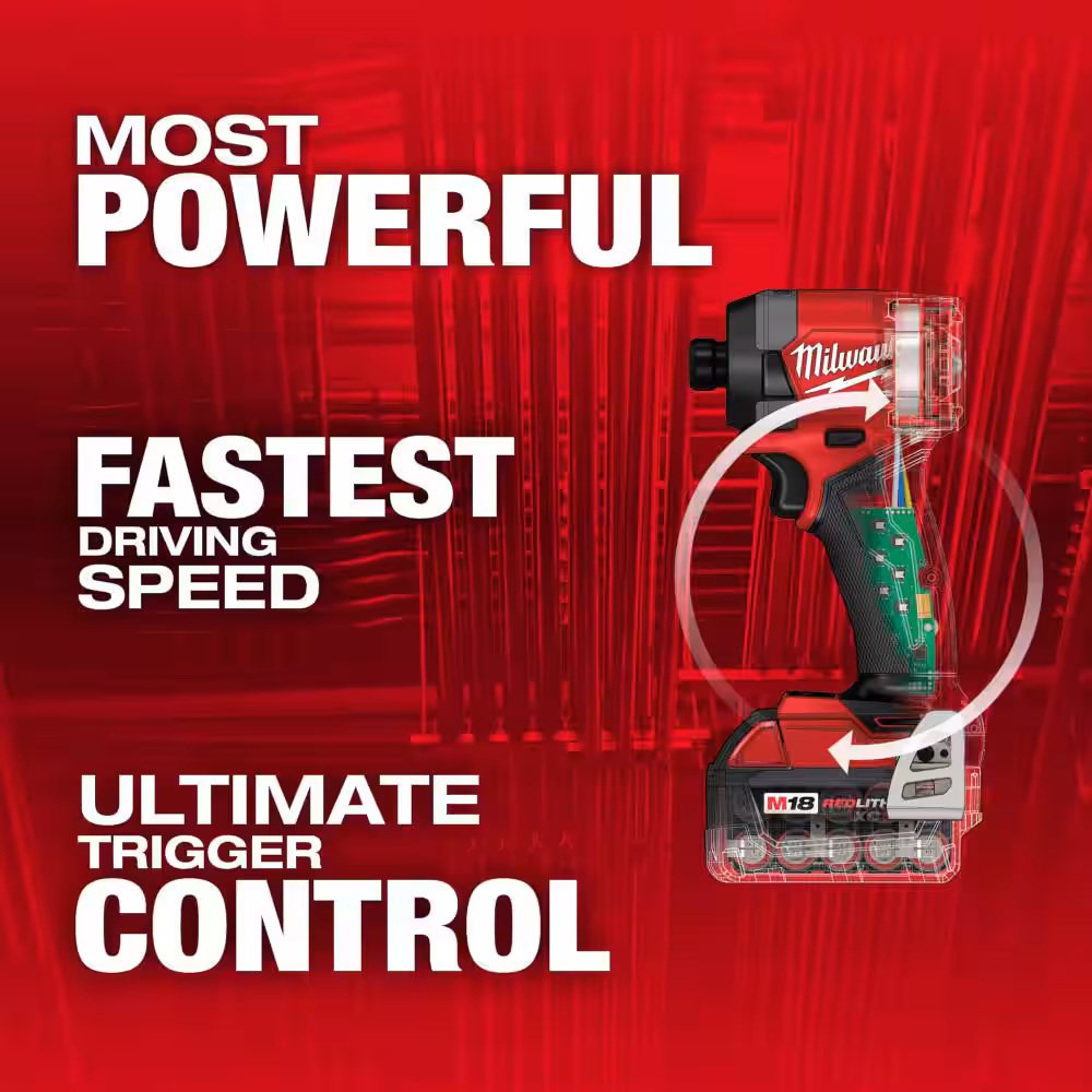 M18 Fuel 18-V Lithium-Ion Brushless Cordless 1/4 in. Hex Impact Driver Kit w/(3) 5.0 Ah Batteries, Charger & Hard Case