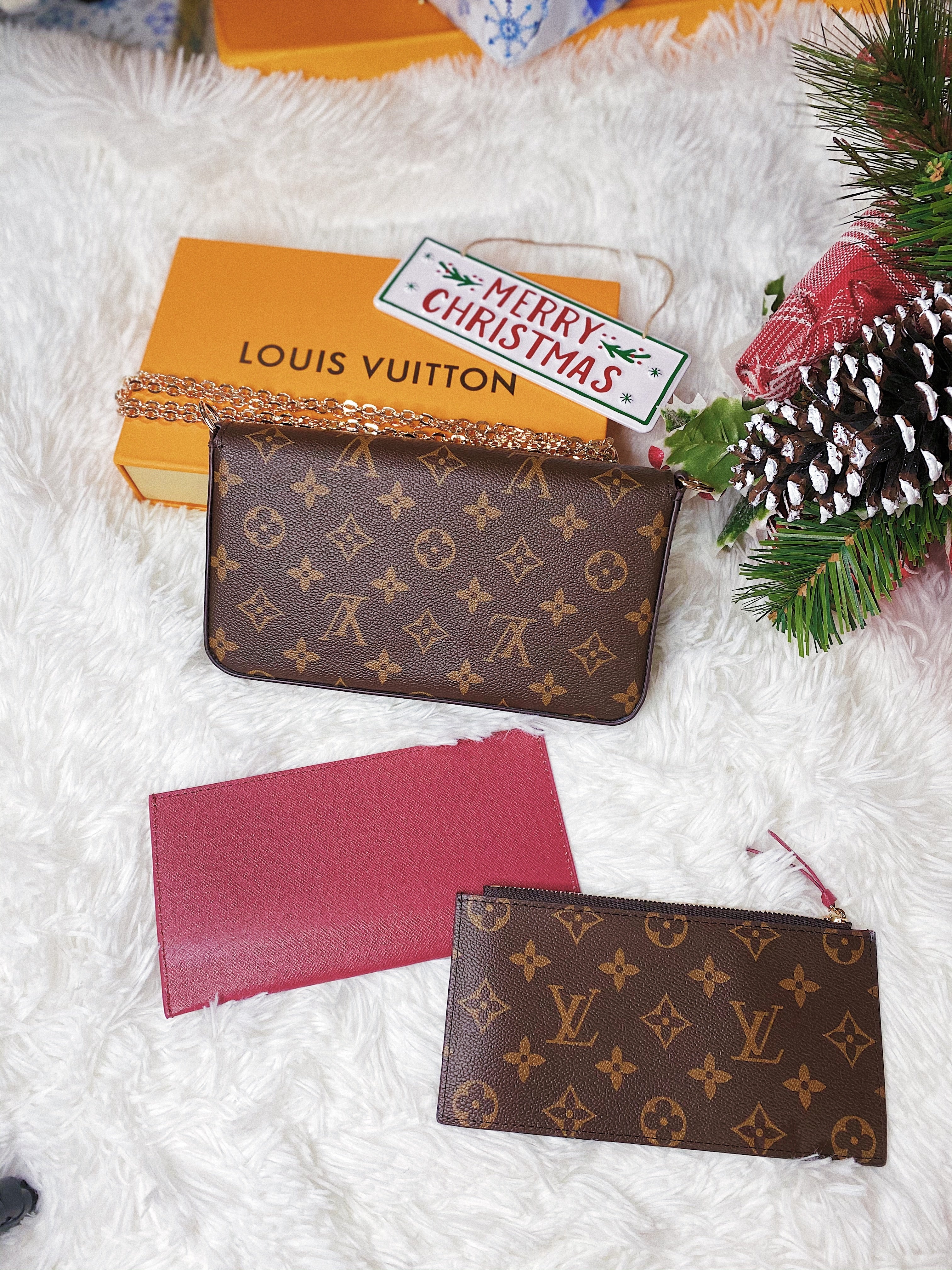 TOP Louis Vuitton LV £V Felicie Bag 21X12X3cm- DARK PINK