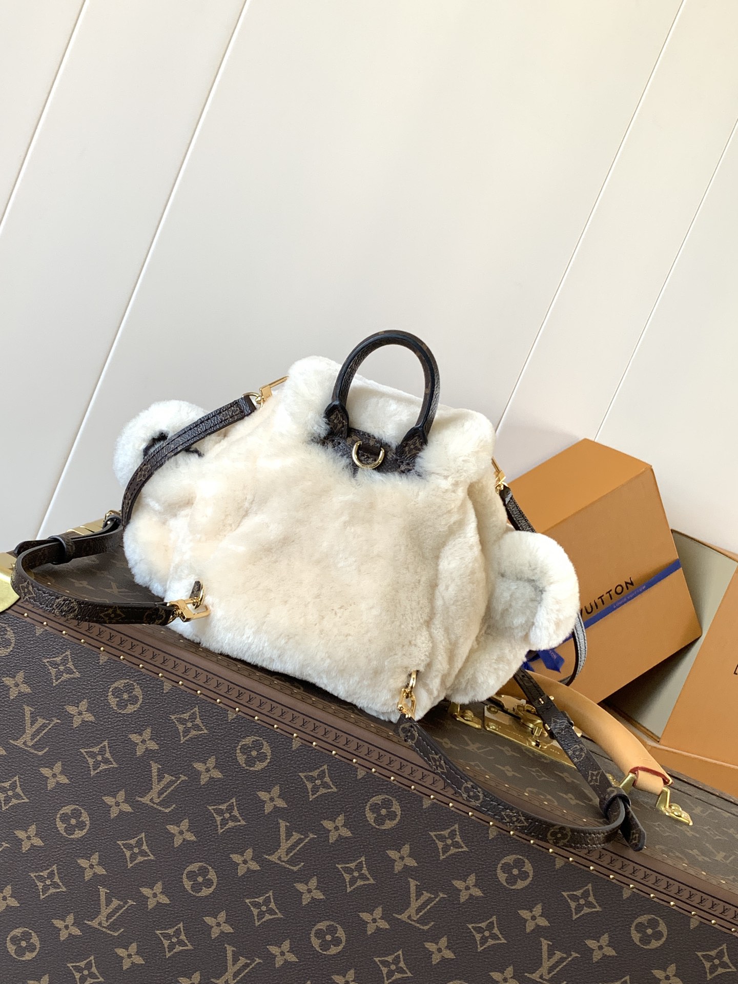 TOP Louis Vuitton LV Ski Nano Teddy Backpack 25x16.5x13cm- White