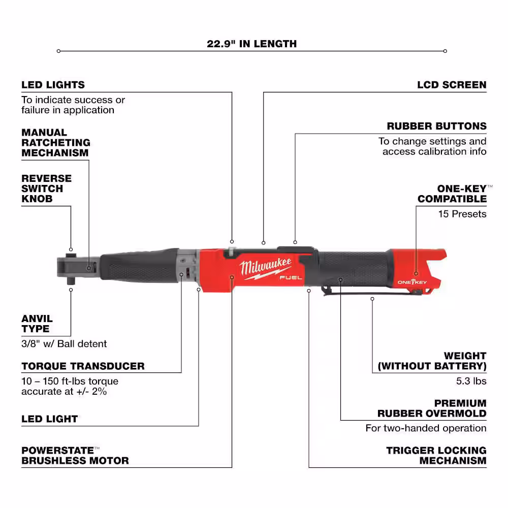 M12 FUEL ONE-KEY 12-Volt Lithium-Ion Brushless Cordless 3/8 in. Digital Torque Wrench (Tool-Only)