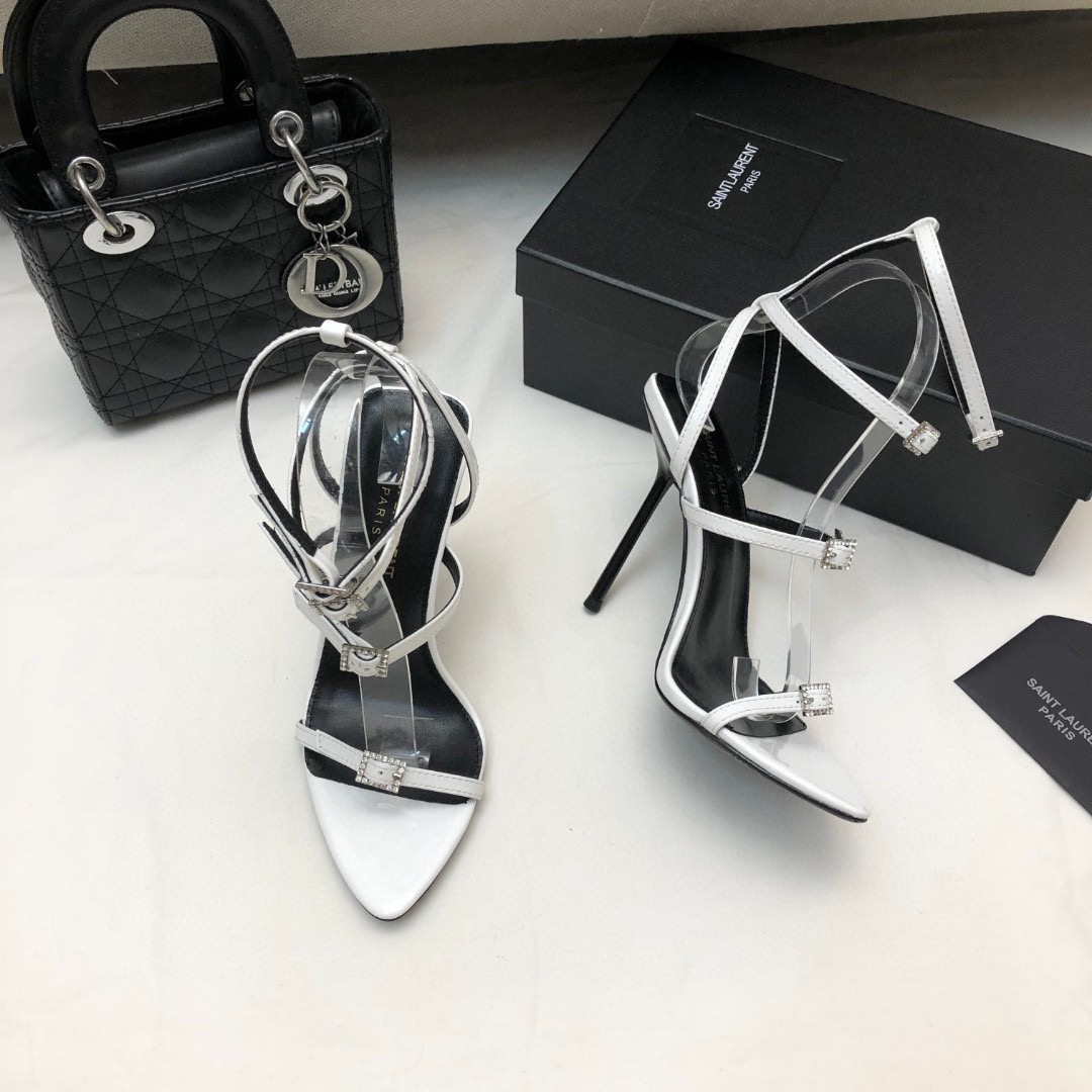 Saint Laurent YSL Strap And Buckle High Heels10.5CM Slide Sandal (Replica)