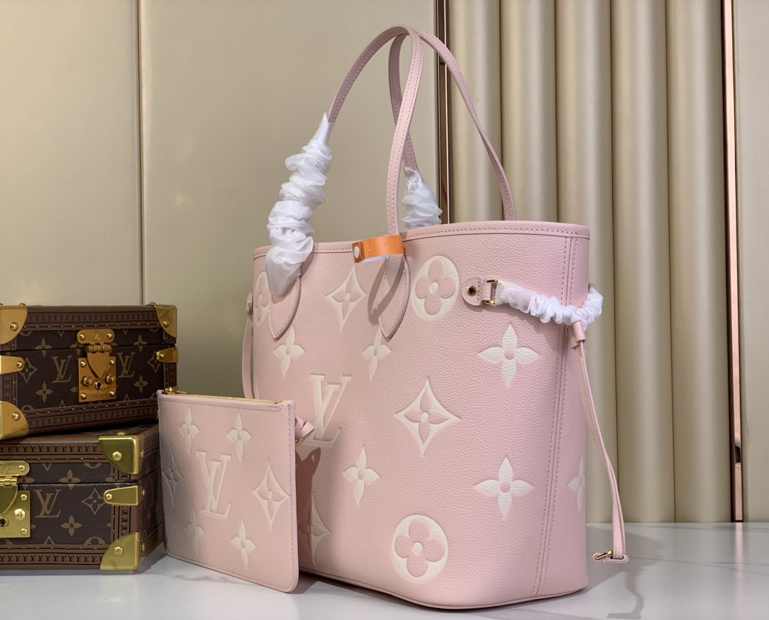 TOP Louis Vuitton LV Milky Way Neverful Bag Monogram Empreinte Leather 31x28x14cm - Pink