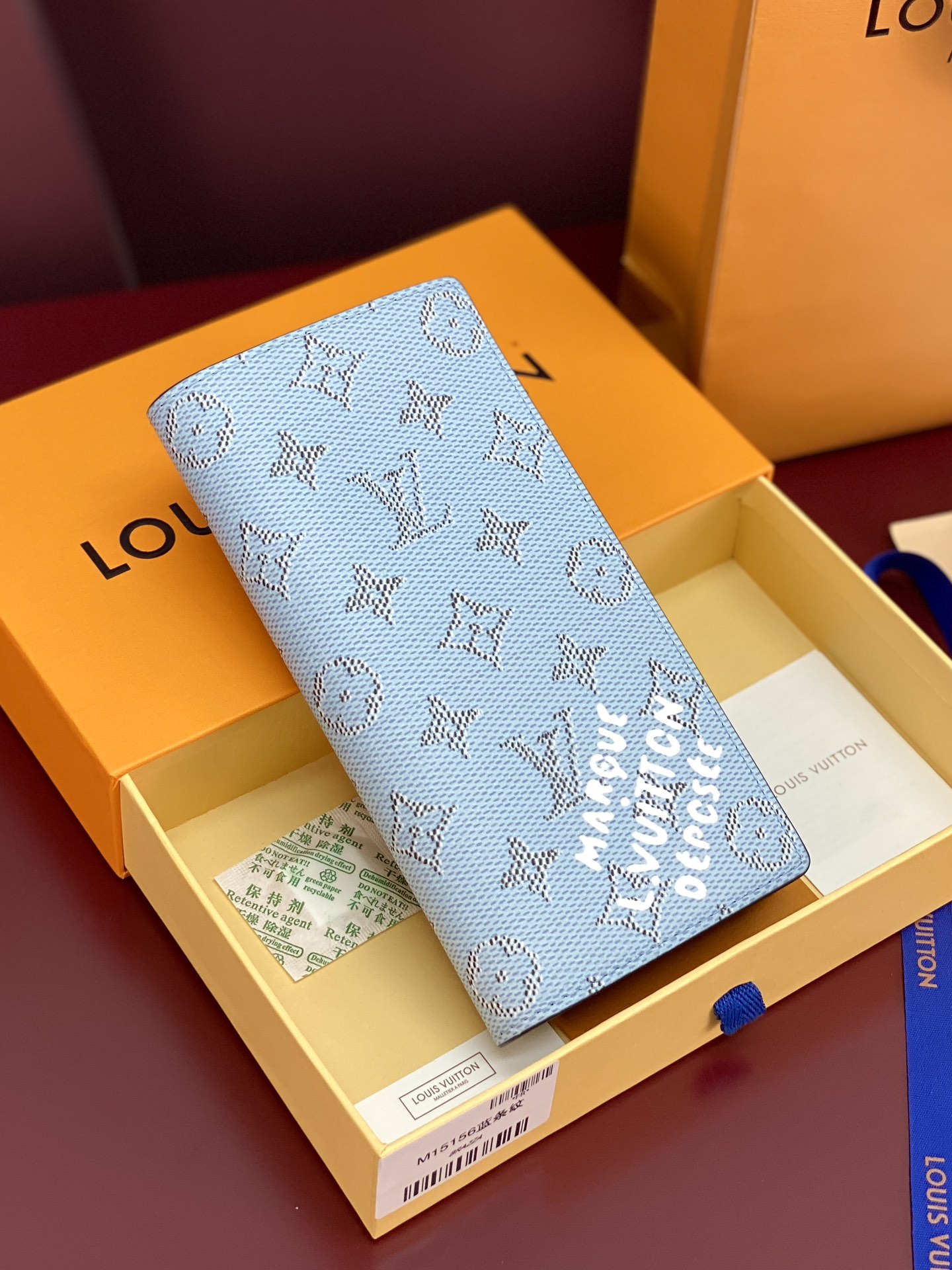 TOP Louis Vuitton LV Brazza Wallet in Monogram Heritage Coated Canvas / Calfskin 10x19x2cm - Blue