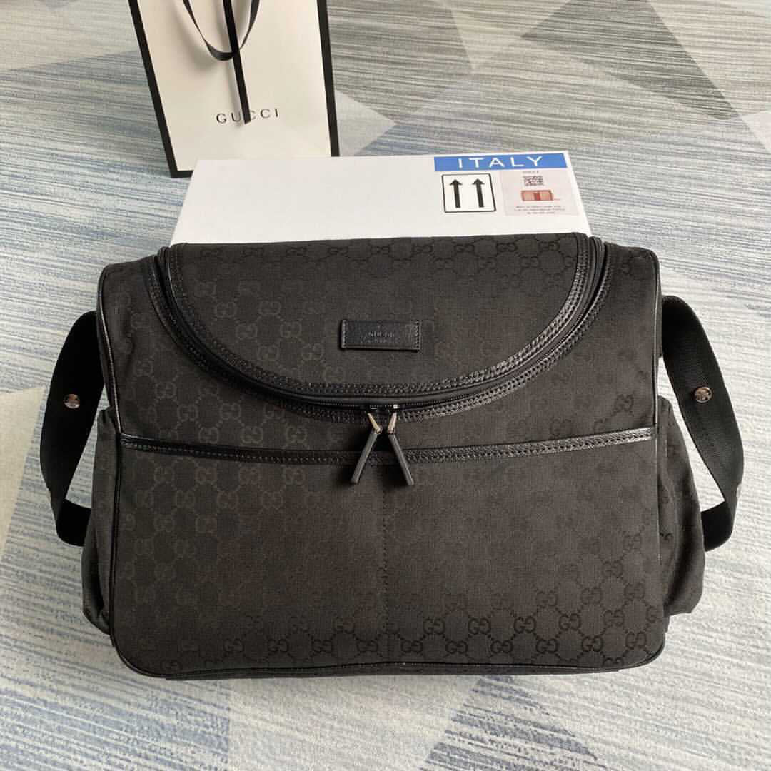 TOP GUCCI G*G Canvas Diaper Bag - Black