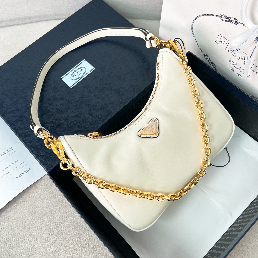 TOP PRADA Re-Edition 2005 Hobo Bag Cowhide 23x17x6.5cm - 2 Color