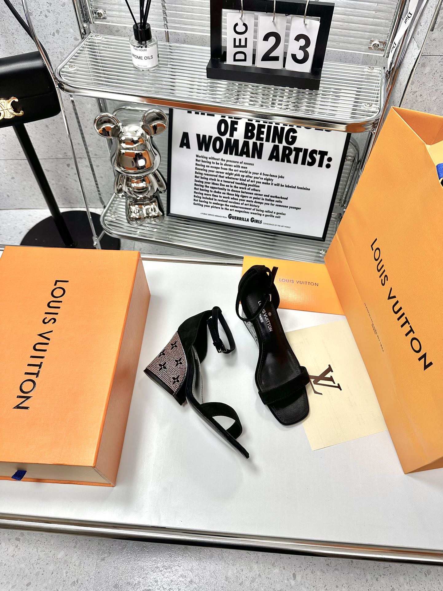 TOP Louis Vuitton LV L*V Diamond Sandals High Heels - balck