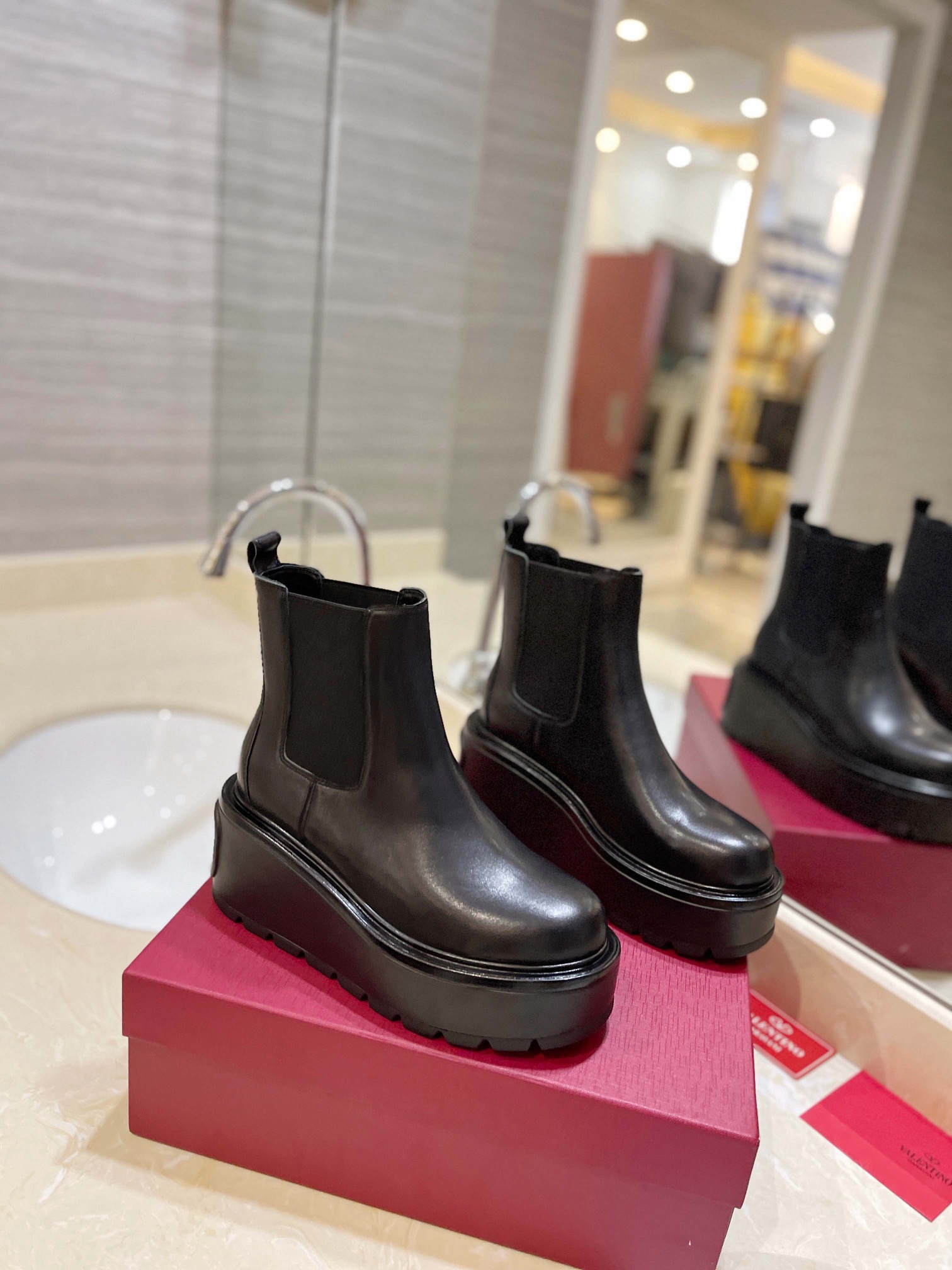 TOP VALENTINO 7.5cm High Heel Boots - Black
