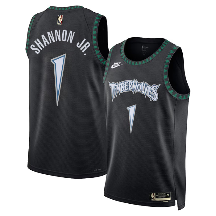 Men's Minnesota Timberwolves Shannon Jr. #1 Jersey - Black