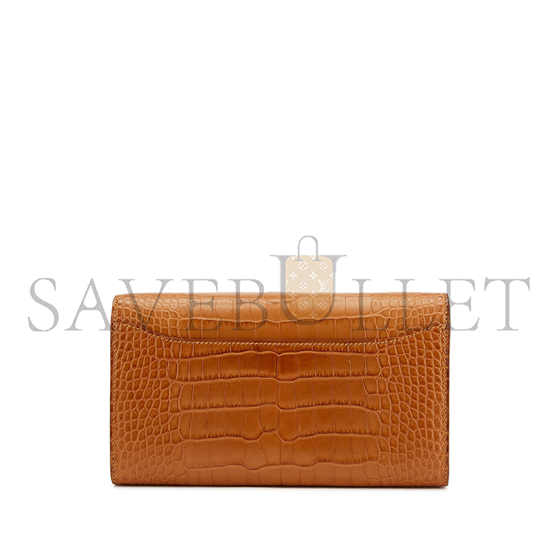 HERMES GOLD MATTE ALLIGATOR CONSTANCE-TO-GO GOLD HARDWARE 436572 (20.5*13*3cm)