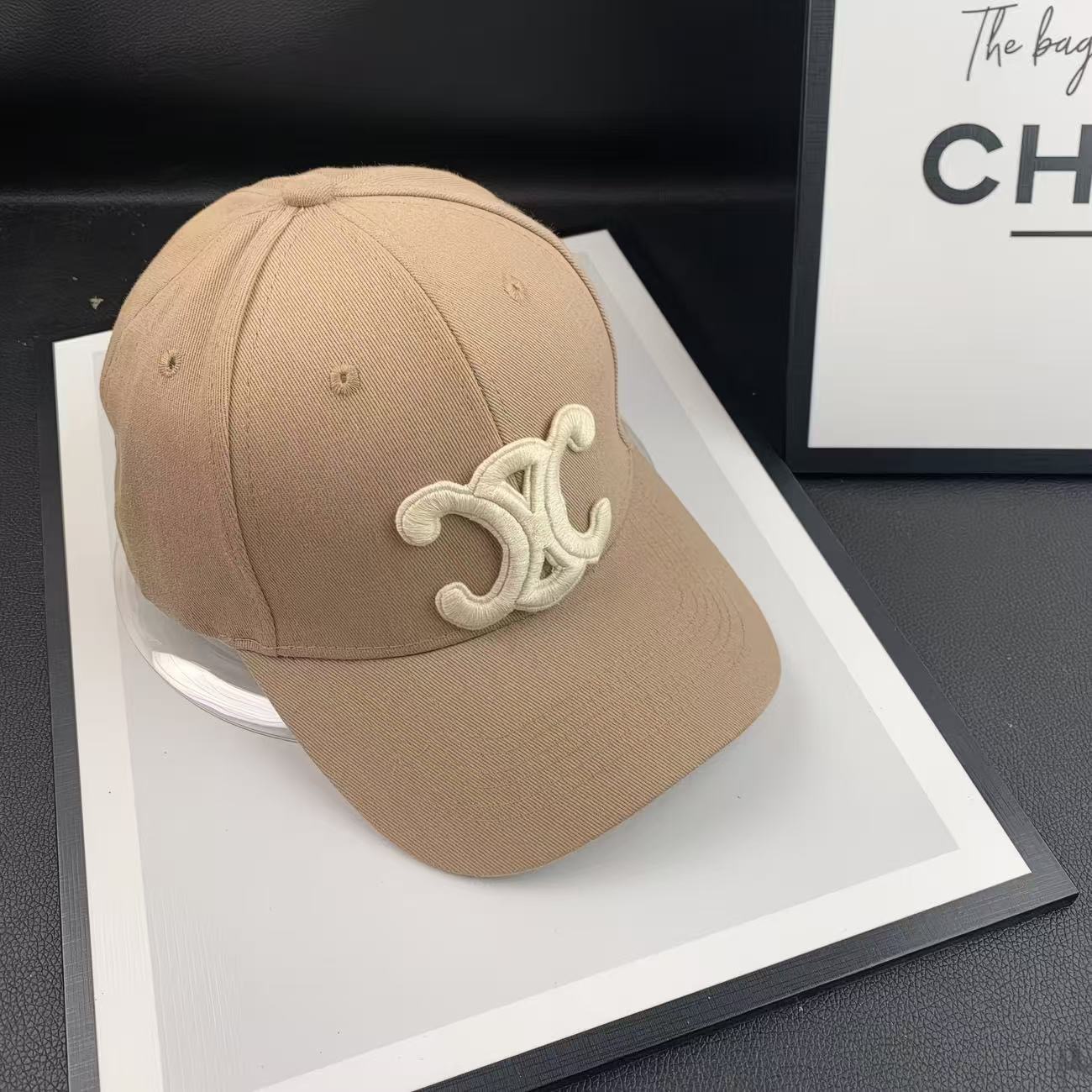Chanel Embroidered Logo Baseball Cap, Adjustable Cotton Casual Sun Hat for Women