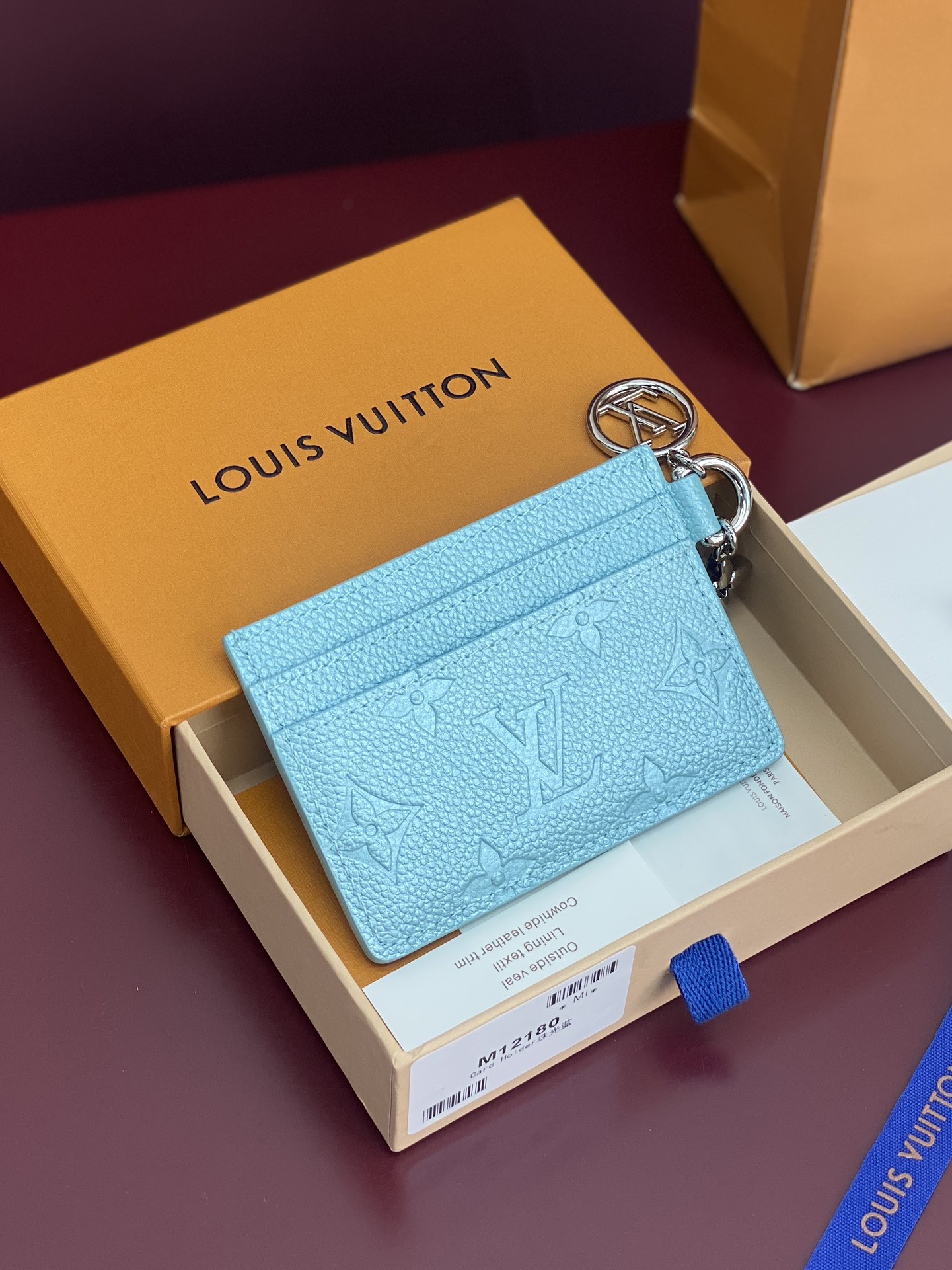 TOP Louis Vuitton LV Ski Charms Card Holder 10.2x7.3x0.3cm - Pearlescent Blue
