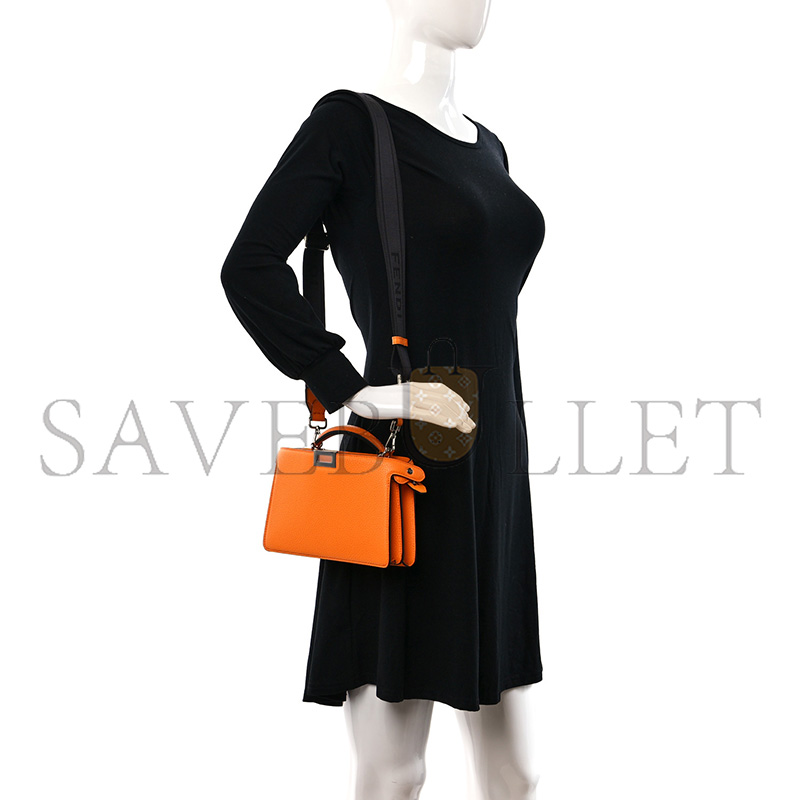 FENDI CUOIO ROMANO VITELLO COVER BI-COLOR PEEKABOO I SEE U X CROSS SATCHEL ORANGE (23*14.5*6cm)
