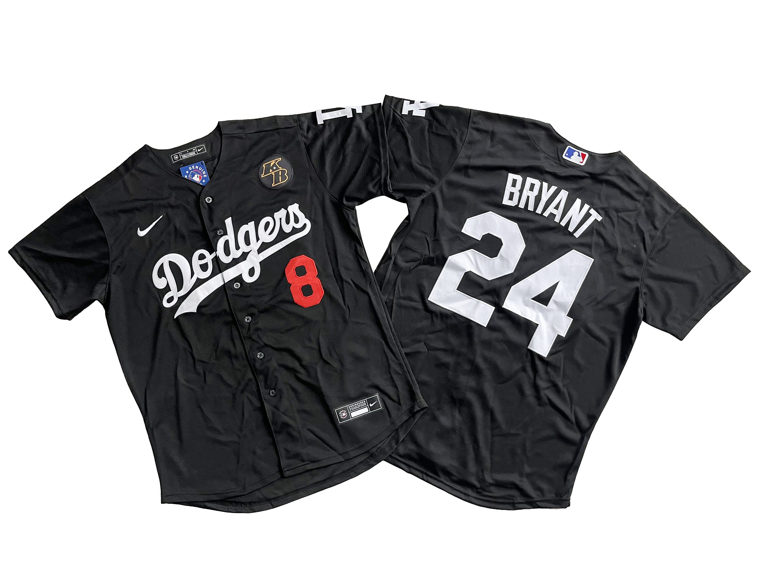Los Angeles Dodgers 8+24# Kobe Bryant Royal Black Jersey