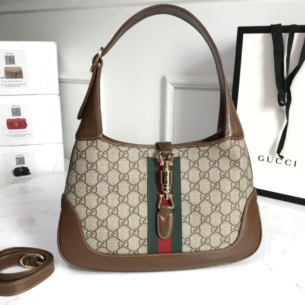 Gucci Jackie 1961 Canvas&Leather Shoulder Bags(Replica)