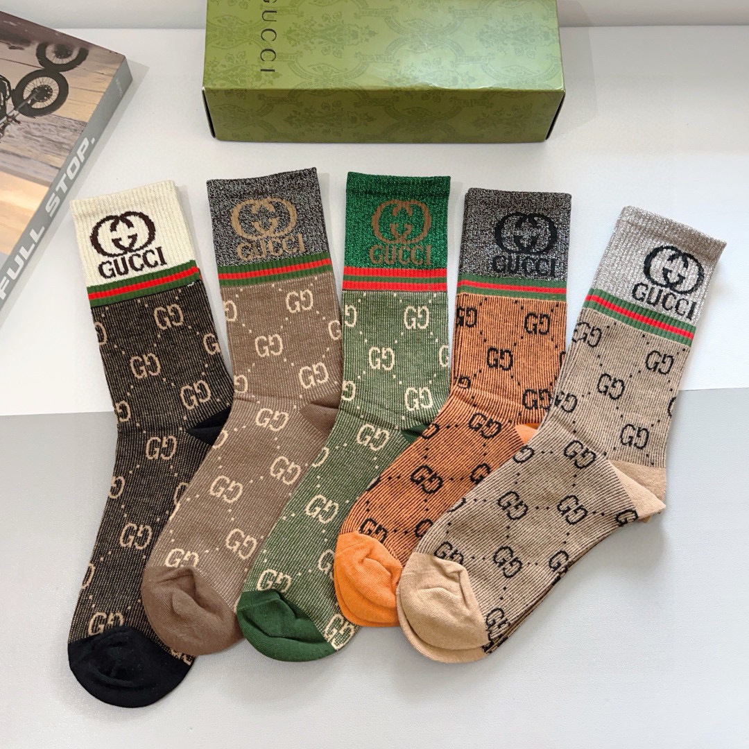 TOP GUCCI Socks - 5 Pieces as a Set