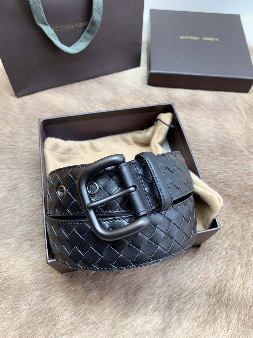 TOP Bottega Veneta BV Leather Belt - Black