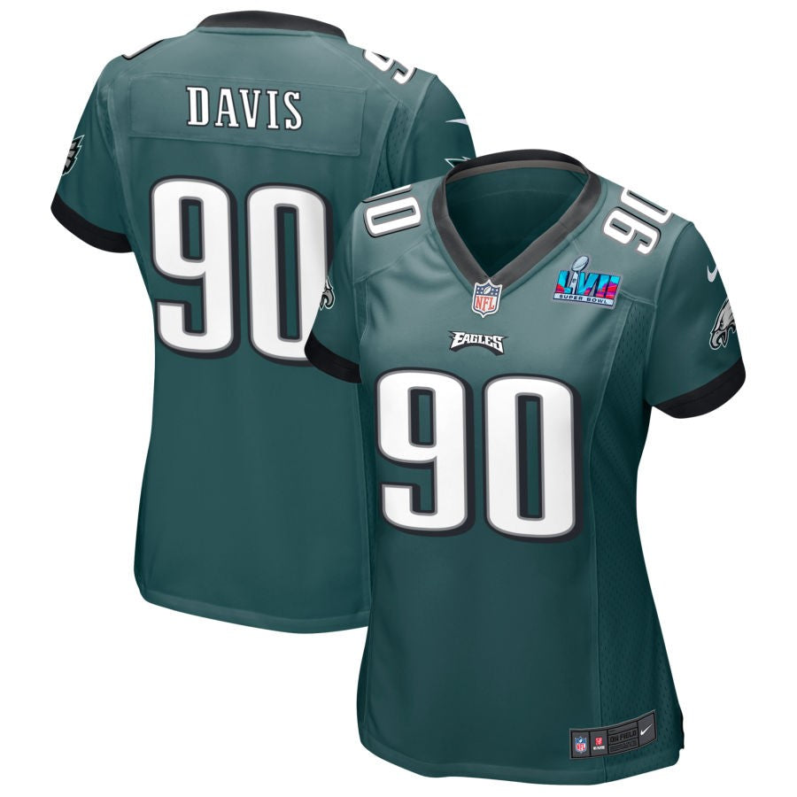 Jordan Davis Philadelphia Eagles  Women's Super Bowl LVII Game Jersey - Midnight Green