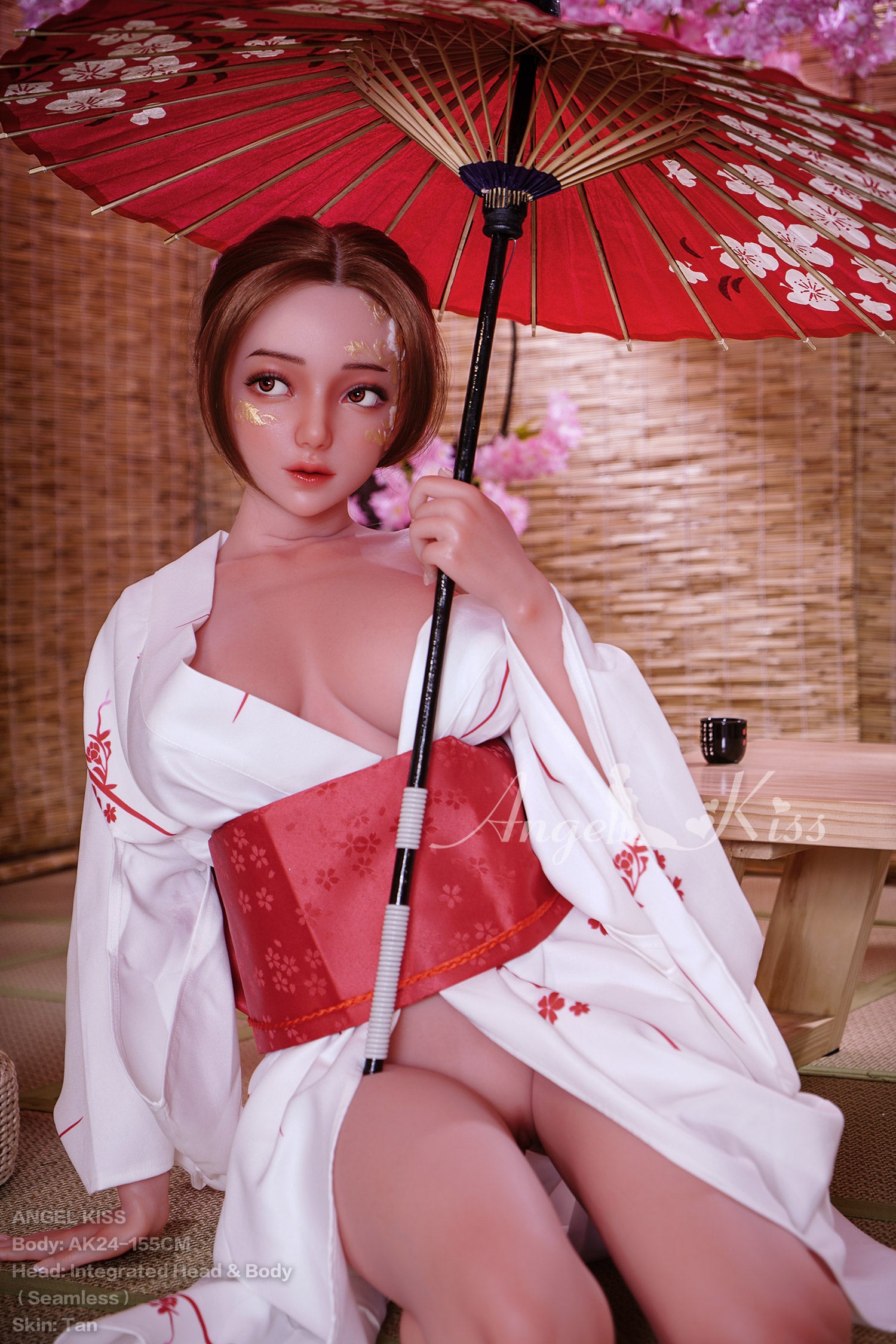 155cm/5ft1 H-cup Seamless Neck All-In-One Silicone Sex Doll AK24 - Angie