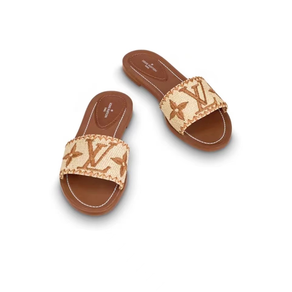 Louis Vuitton LV Lock lt Flat Flat Sandals Slide (Replica)