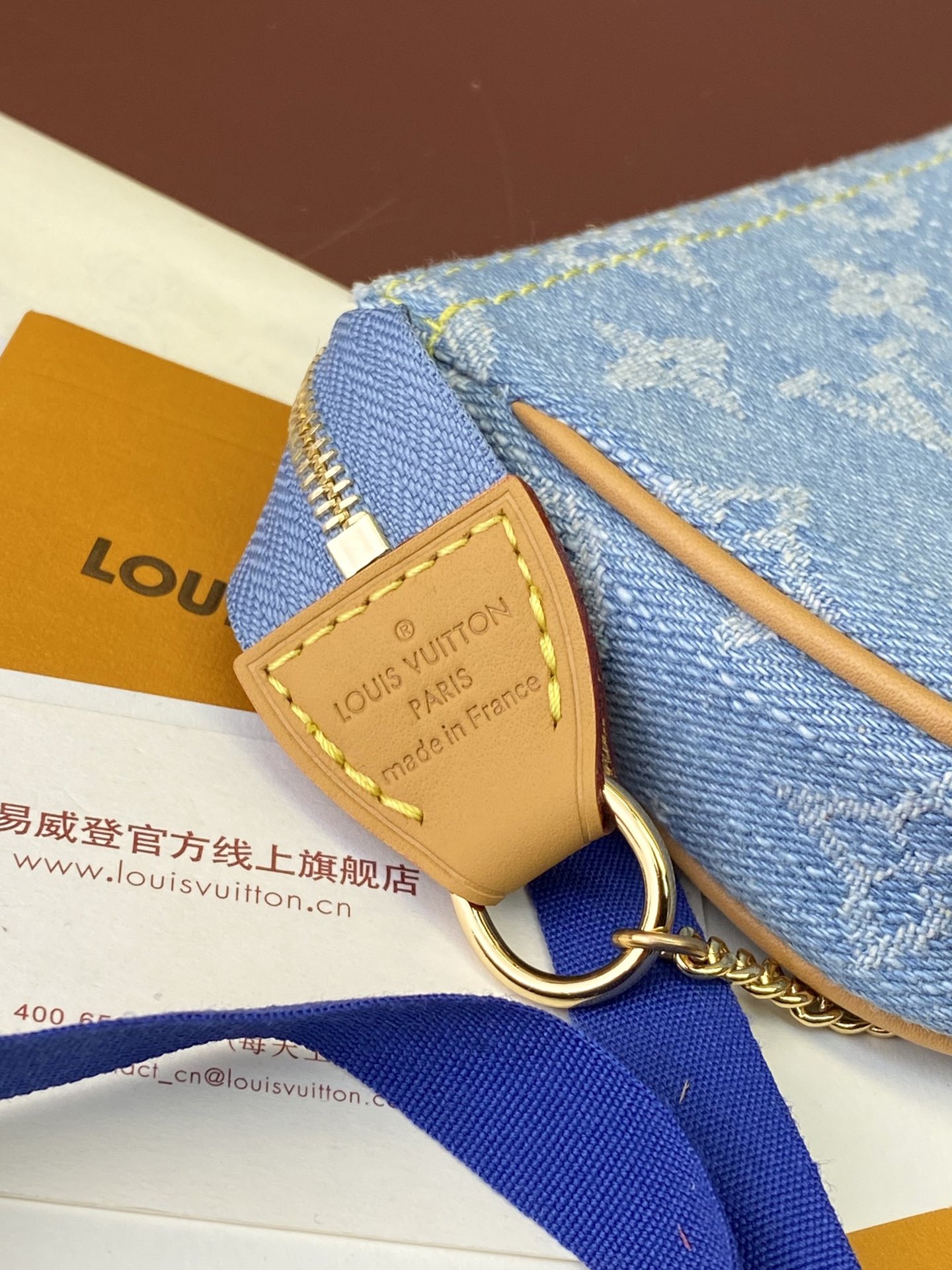 TOP Louis Vuitton LV Mini Pochette Accessoires Bag 15.5x10.5x4cm - Monogram Denim Blue