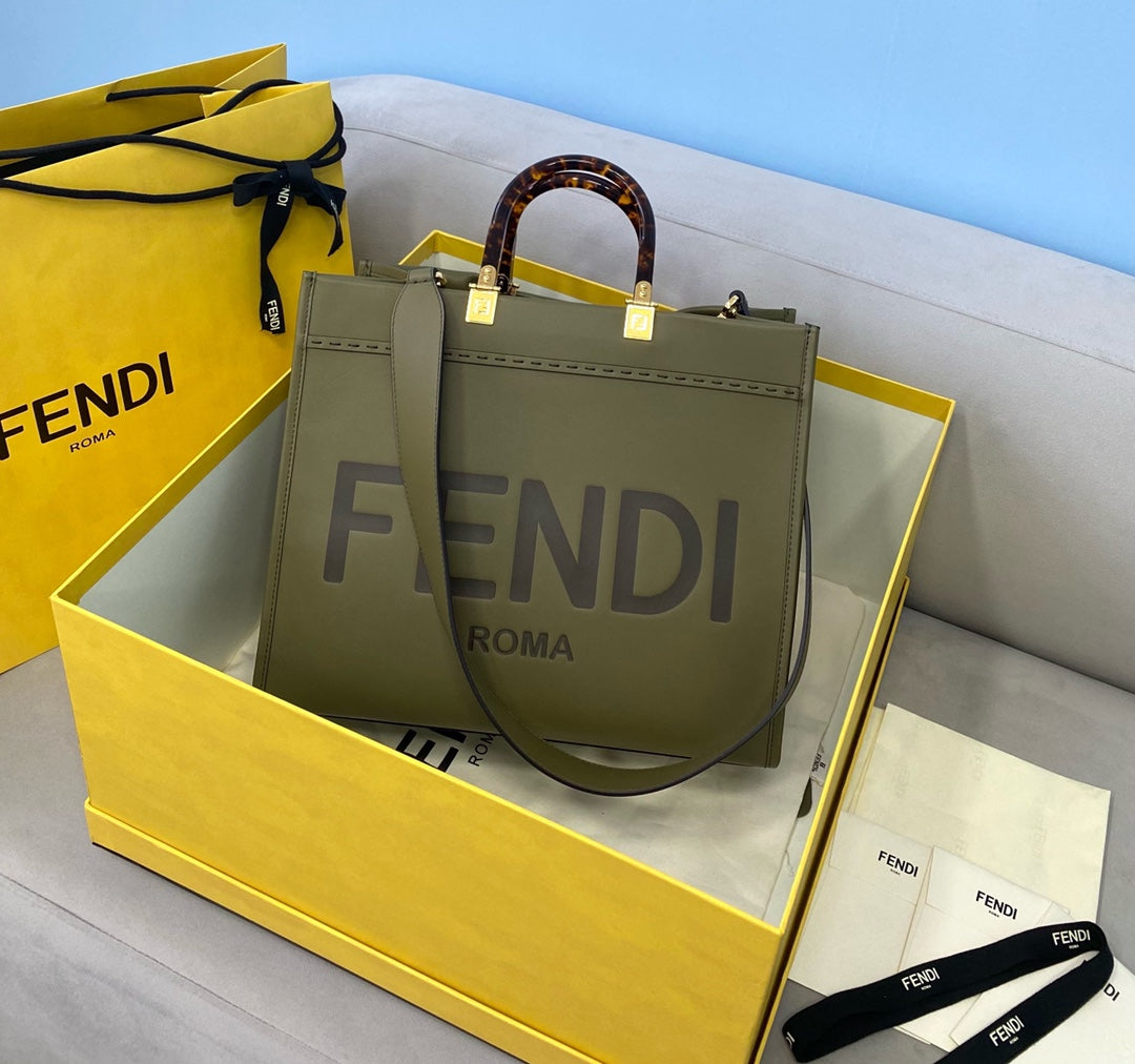 TOP FENDI FENDI Sunshine Tote Medium Shopping Bag 35cm - Green