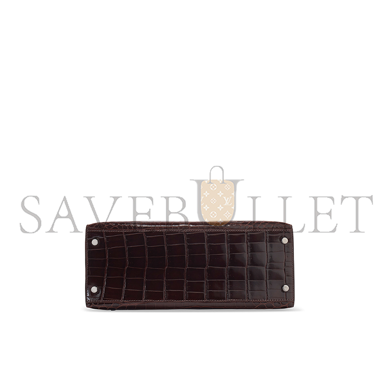 HERMÈS A SHINY HAVANE NILOTICUS CROCODILE SELLIER KELLY 28 WITH PALLADIUM HARDWARE (28*22*10cm)