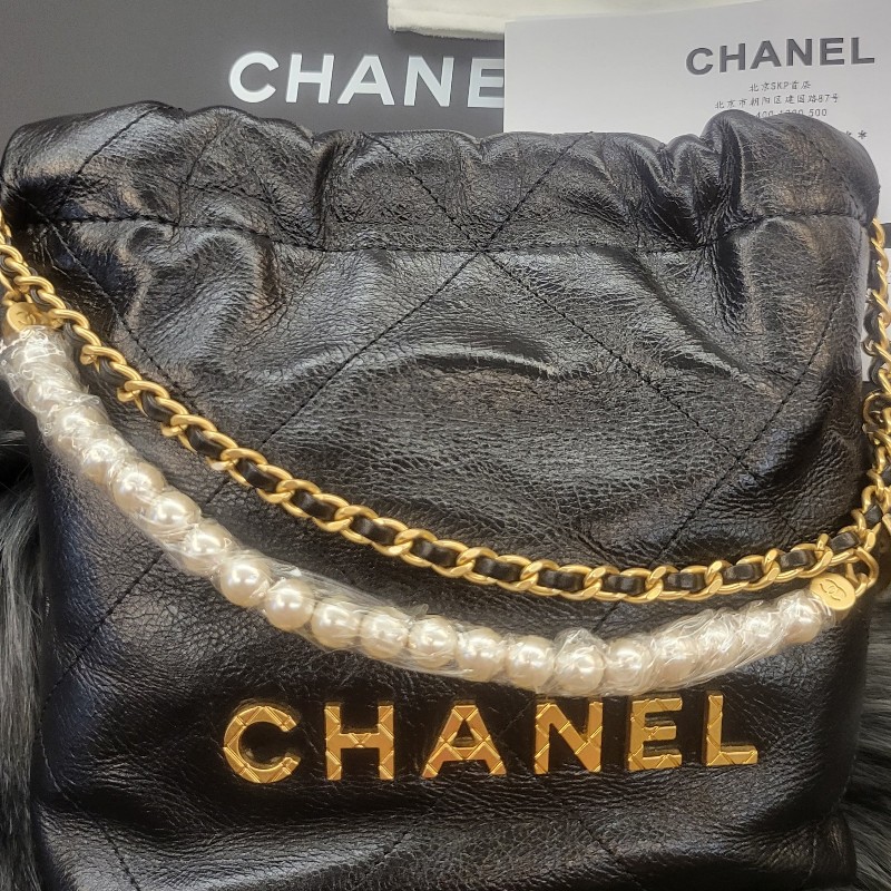 CHANEL Mini 23S Shiny Calfskin with Pearl Handbag AS3980(Replica)