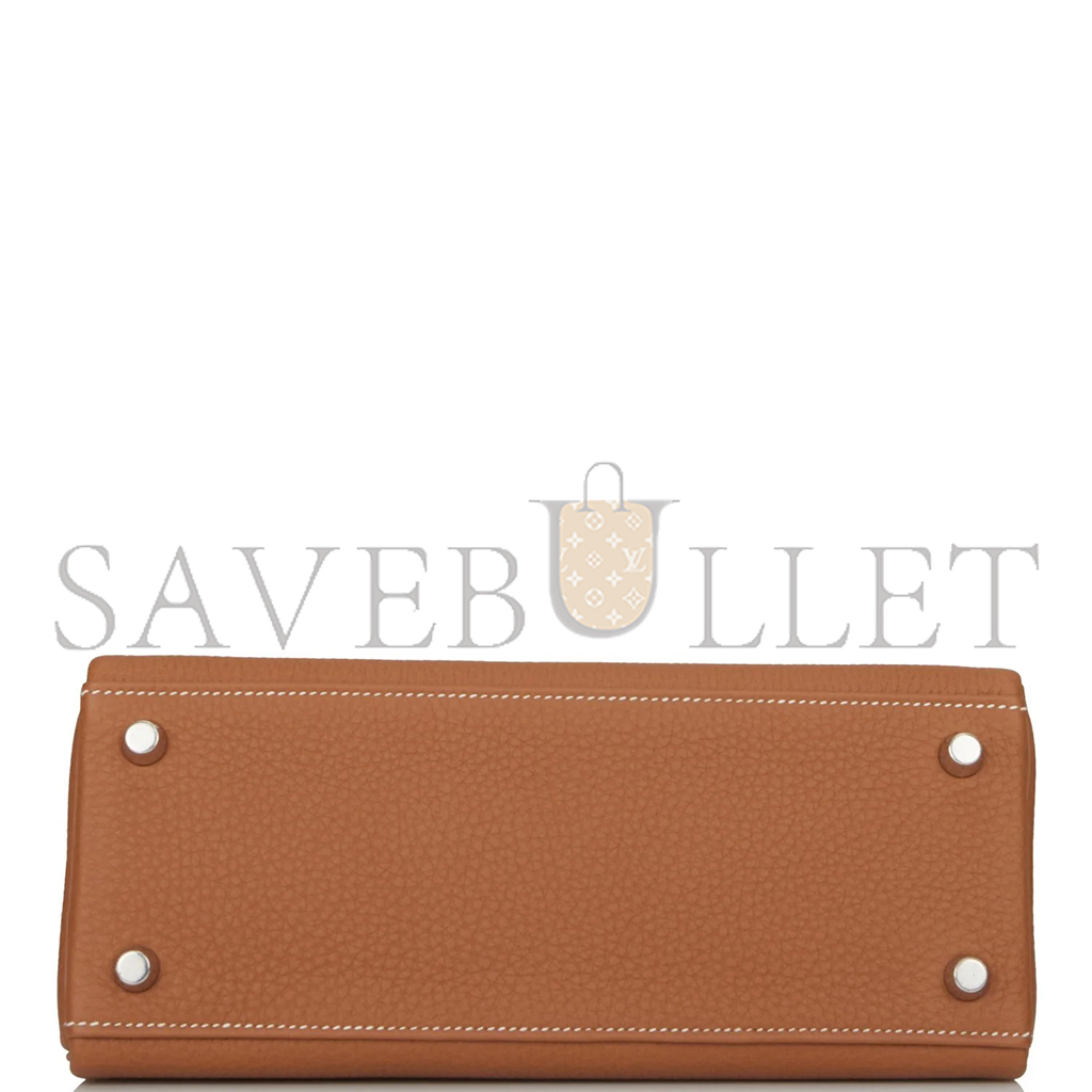HERMÈS KELLY RETOURNE 25 GOLD TOGO PALLADIUM HARDWARE (25*17*7cm)