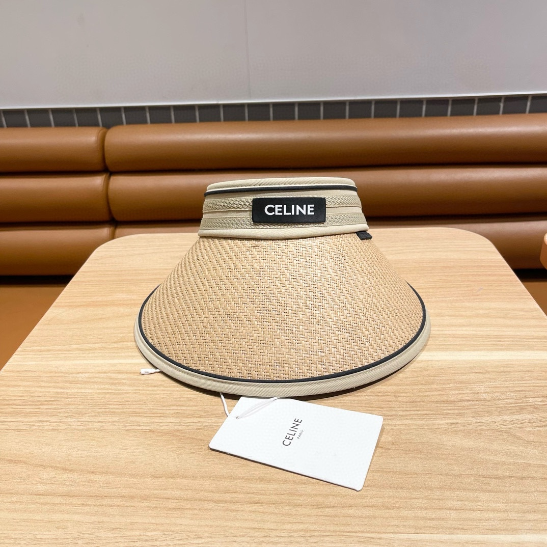 Ceiline  Straw Hat, Letter Hat, Empty Top Hat Sunhat （Replica）