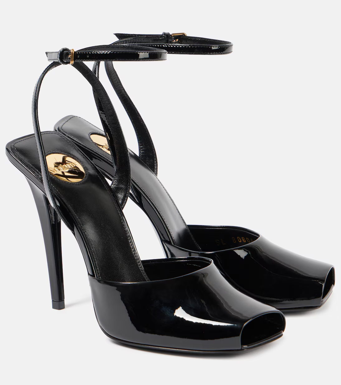 TOP Yves Saint Laurent YSL La Scandale 110 Patent Leather Sandals - Black