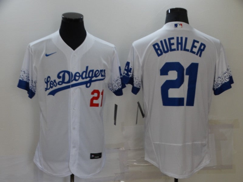 Men's Los Angeles Dodgers Walker Buehler #21 White Stitched Jersey
