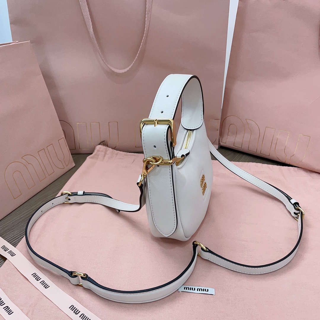 TOP Miu Miu Calfskin Hobo Bags 17 x 15.5 x 5.5 cm/ 20 x 17 x 6 cm - 4 Color