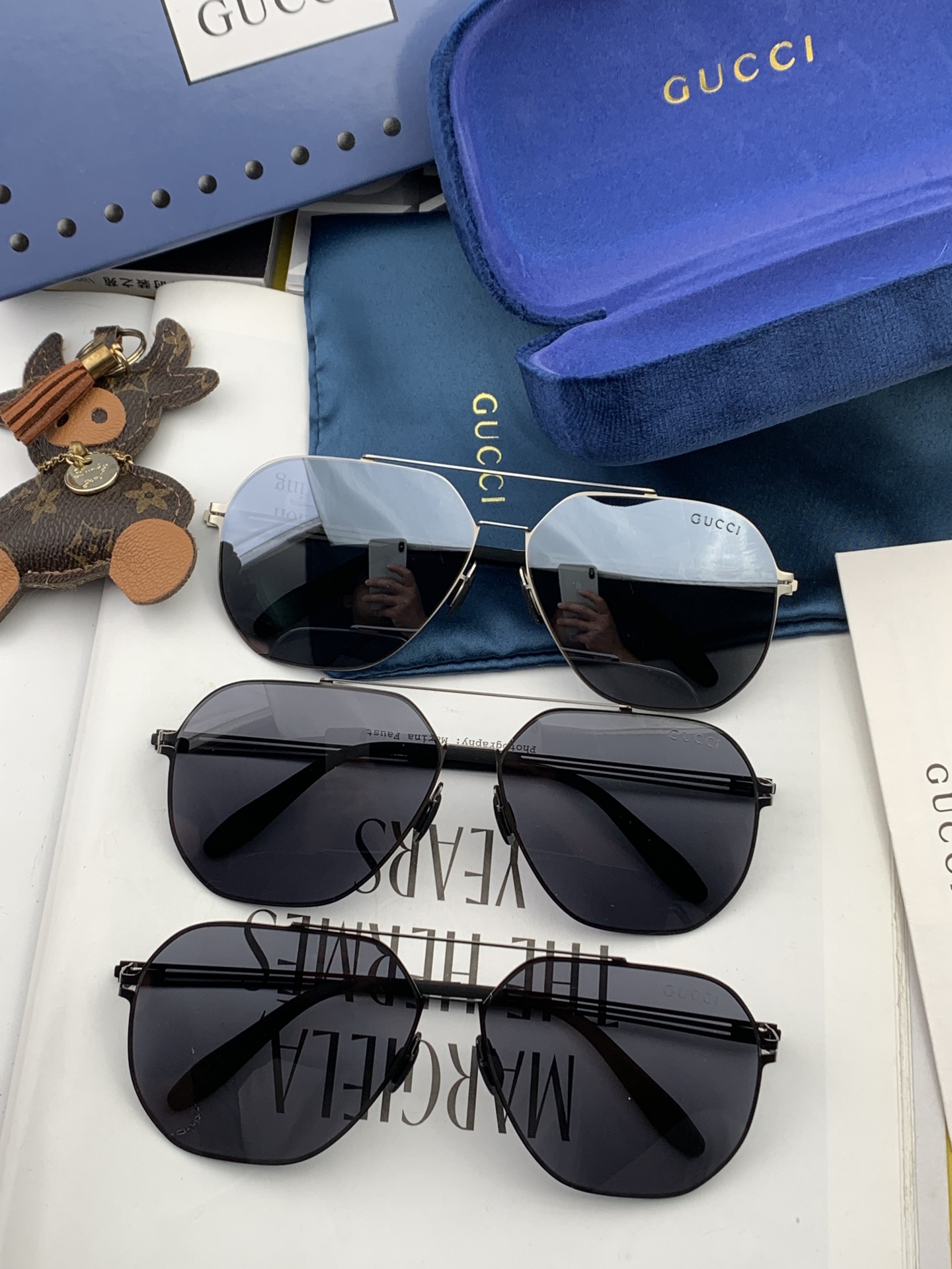 TOP GUCCI Polygonal Sunglasses Couple Style for  Men And Women - 3 Colors