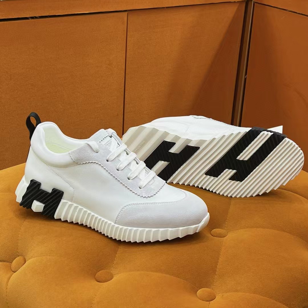 TOP HERMES Sneakers - White with 9 Different Logos